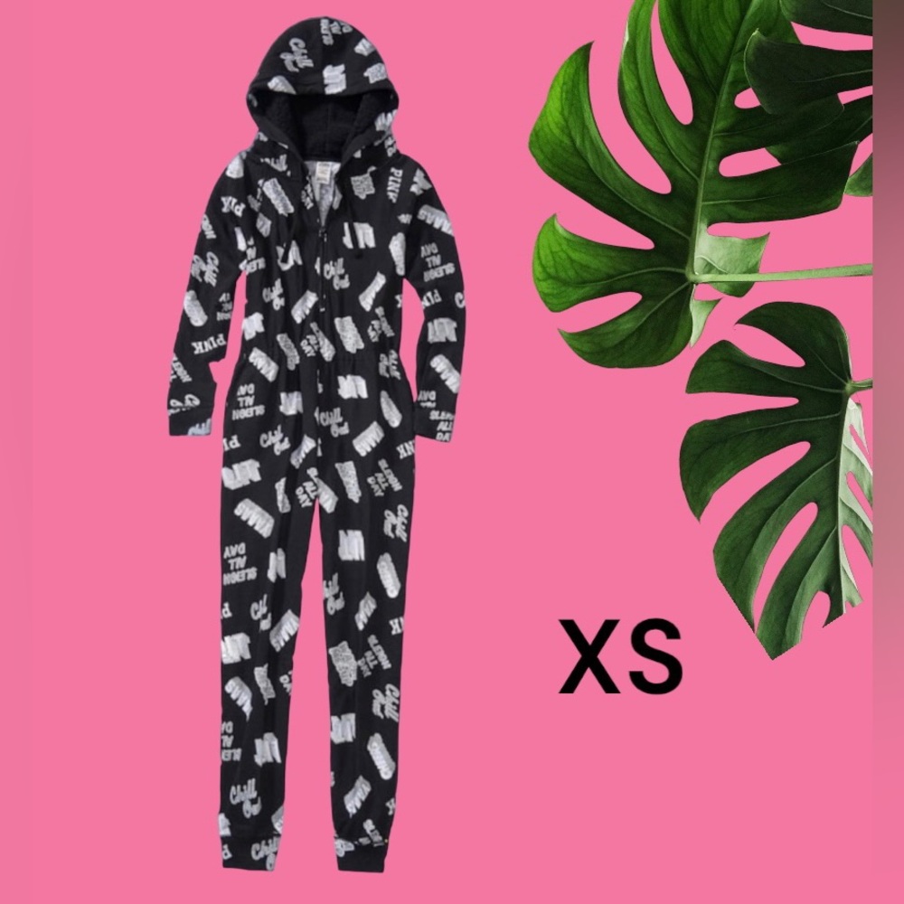 RARE PINK Sherpa Hooded One-Piece Onesie size XS - Picture 2 of 16